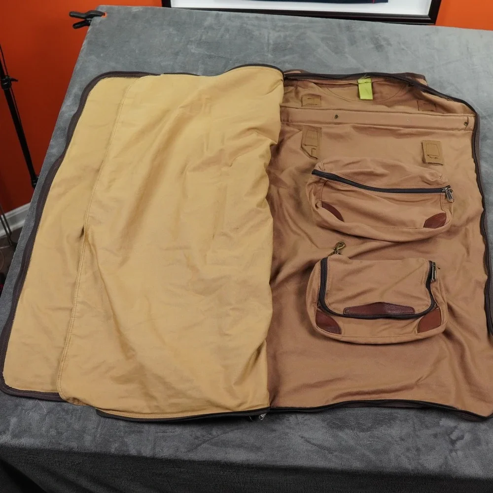 Duluth Trading 1 Night Stand Rolled Bag Tan Leather Canvas Suit Shoes Shaving